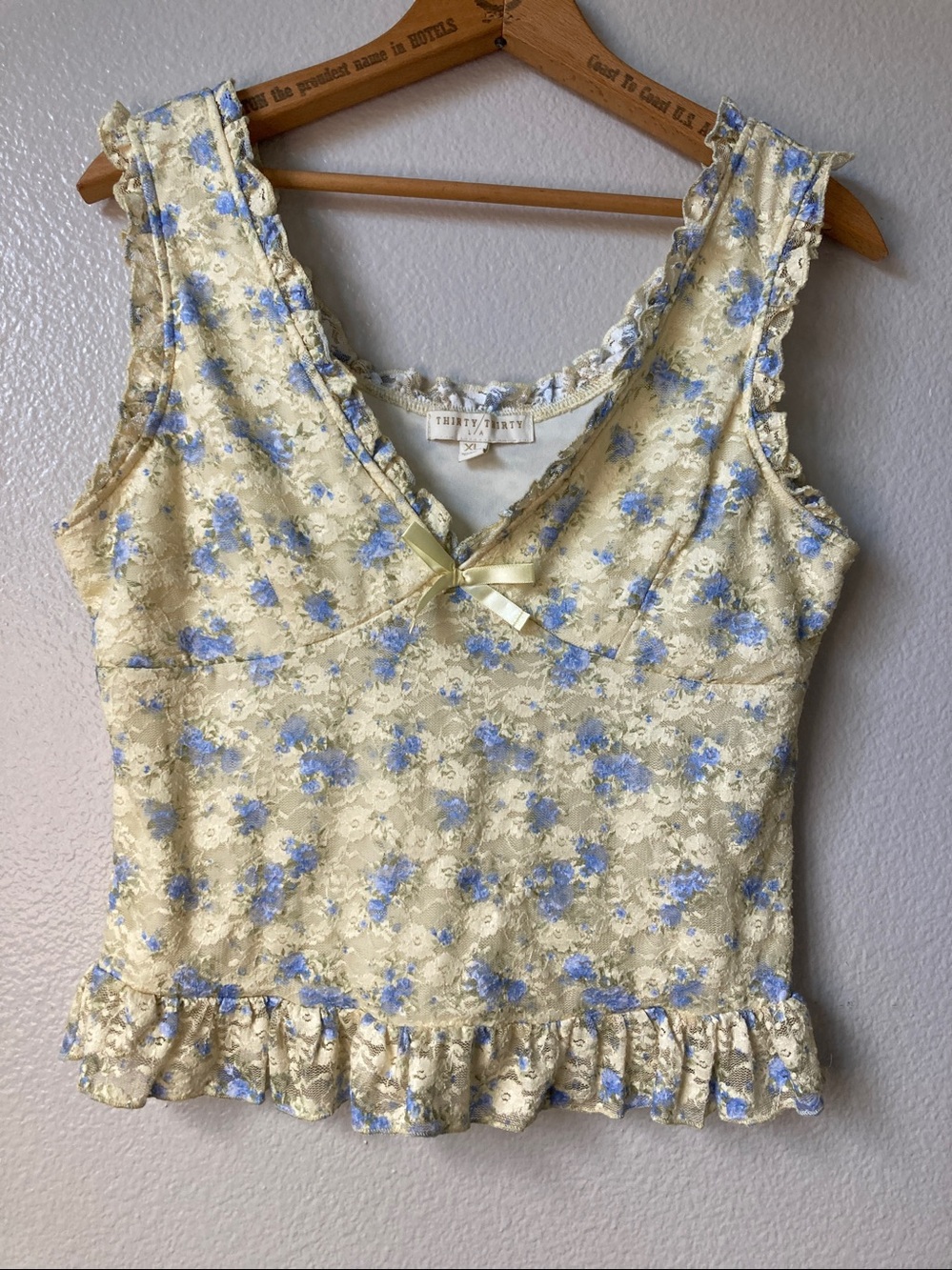 Thirty Thirty Babydoll Retro Y2k Vibes Lace Coquette Cottagecore Sleeveless Top